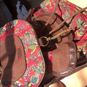 Sakroots Artist Circle Flap backpack in red/brown